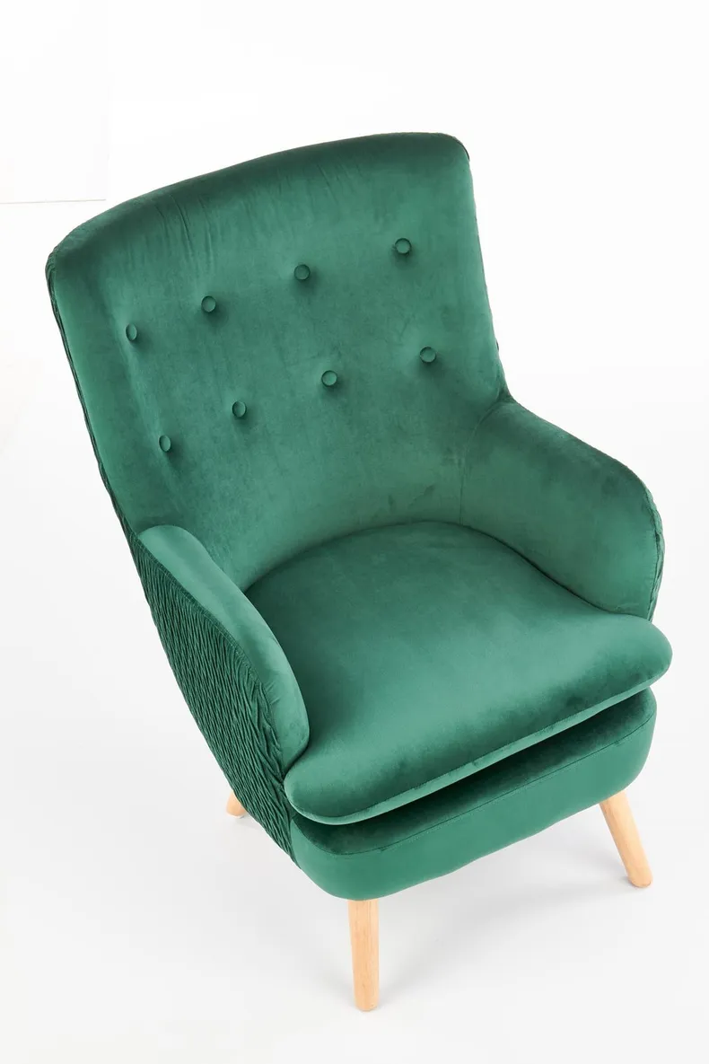Крісло м'яке HALMAR RAVEL темно-зелений/натуральний фото №10