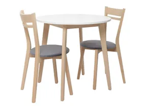 BRW Комплект: стіл 80х80 см + 2 оксамитових стільці BRW KEITA, білий/дуб сонома KEITA_STO_2KRS-BI/DSO фото