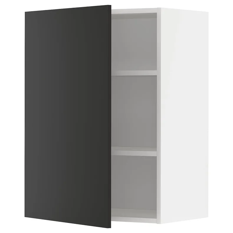 IKEA METOD МЕТОД, навесной шкаф с полками, белый / Никебо матовый антрацит, 60x80 см 594.974.56 фото №1