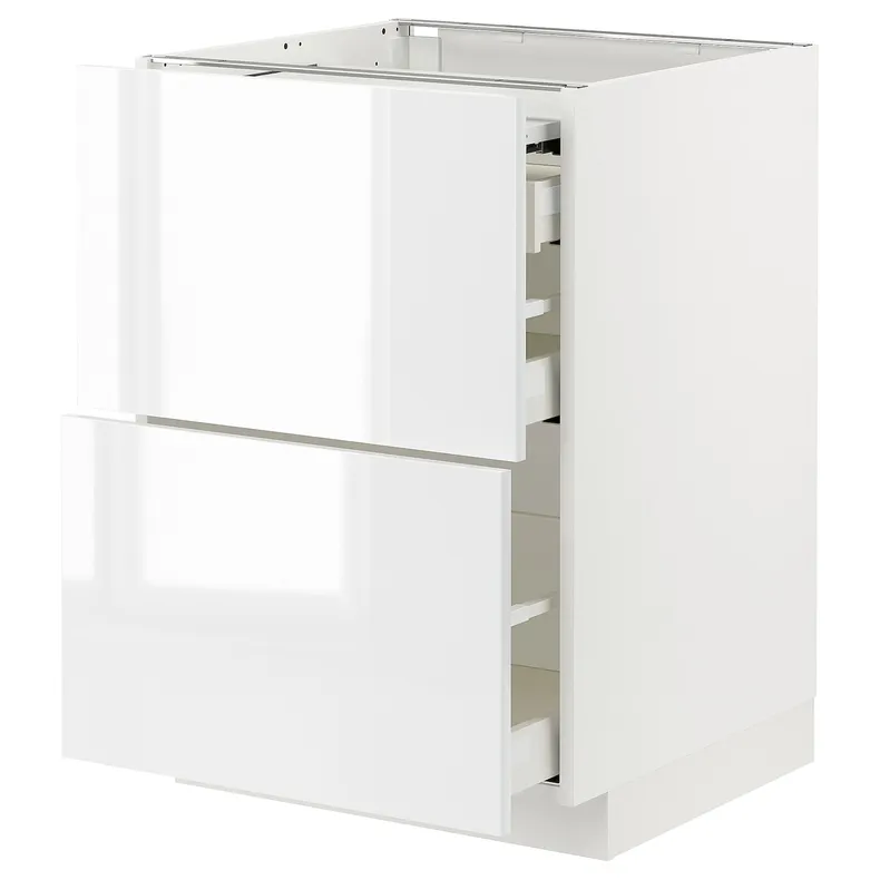 IKEA METOD МЕТОД / MAXIMERA МАКСИМЕРА, напольный шкаф с выдвиж панелью / 3ящ, белый / Рингхульт белый, 60x60 см 794.338.02 фото №1