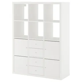 IKEA KALLAX КАЛЛАКС, стелаж, 6 вставок, білий, 112x147 см 292.782.62 фото