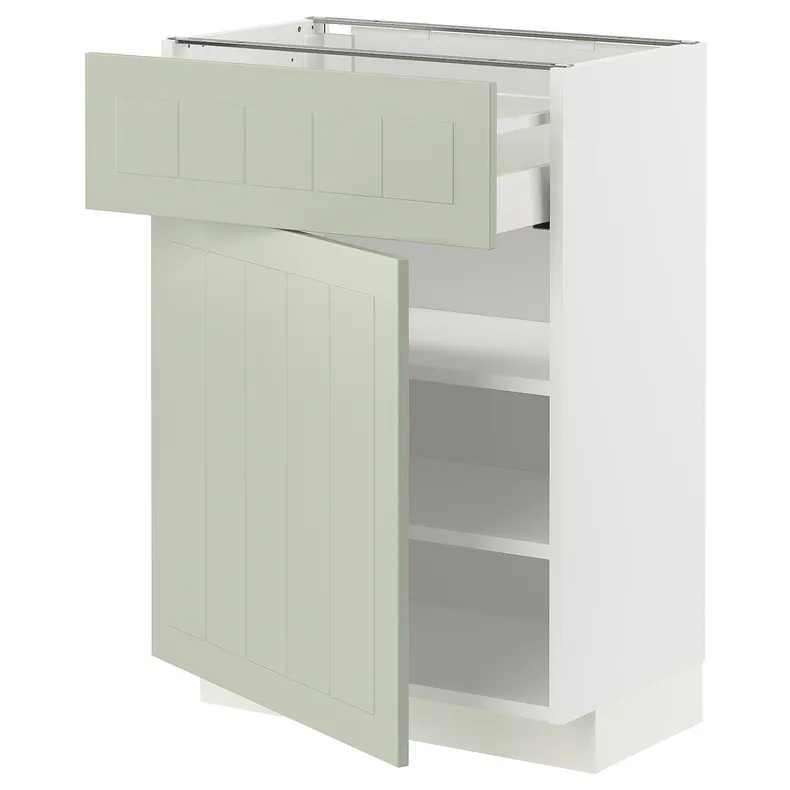 IKEA METOD МЕТОД / MAXIMERA МАКСИМЕРА, напольный шкаф с ящиком / дверцей, белый / светло-зеленый, 60x37 см 494.872.45 фото №1