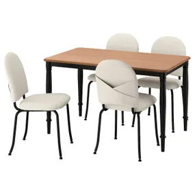 IKEA DANDERYD ДАНДЭРЮД / EBBALYCKE ЭББАЛЮККЕ, стол и 4 стула, сосна черная/Идекулла бежевая, 130 см 595.680.81 фото