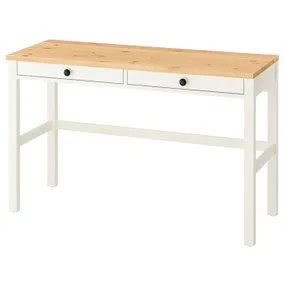 IKEA HEMNES ХЕМНЕС, письмовий стіл із 2 шухлядами, біла пляма / світло-коричнева, 120x47 см 305.349.54 фото