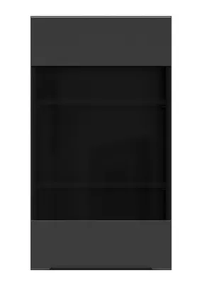 BRW Верхний кухонный шкаф Sole L6 40 см с витриной, правый черный матовый, черный/черный матовый FM_G_40/72_PV-CA/CAM фото