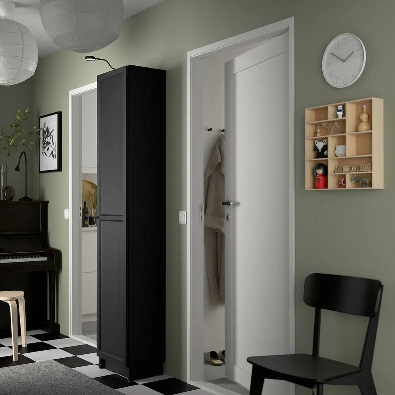 IKEA BILLY БІЛЛІ / OXBERG ОКСБЕРГ, книжкова шафа з дверцятами, чорна імітація дуб, 40x30x202 см 795.631.34 фото №2