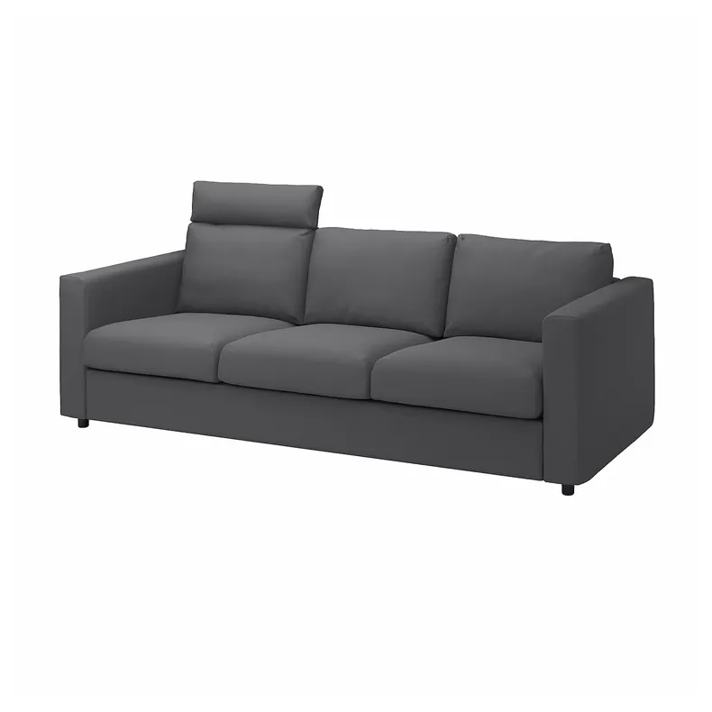 IKEA VIMLE ВІМЛЕ, 3-місний диван, з узголів'ям / ХАЛЛАРП сірий 493.990.36 фото №1