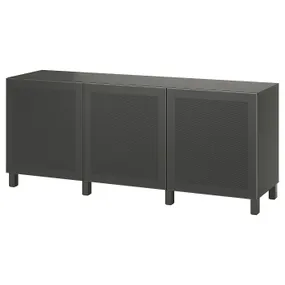 IKEA BESTÅ БЕСТО, комбинация для хранения с дверцами, темно-серый / Мертвикен / Стуббарп имитация темно-серого бетона, 180x42x74 см 695.080.58 фото