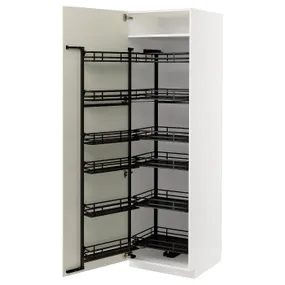 IKEA METOD МЕТОД, высокий шкаф с выдвижным модулем, белый / бодбинские сливки, 60x60x200 см 194.719.53 фото