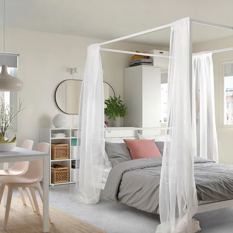 IKEA VITARNA ВІТАРНА, каркас ліжка із балдахіном, білий, 140x200 см 605.736.80 фото №10