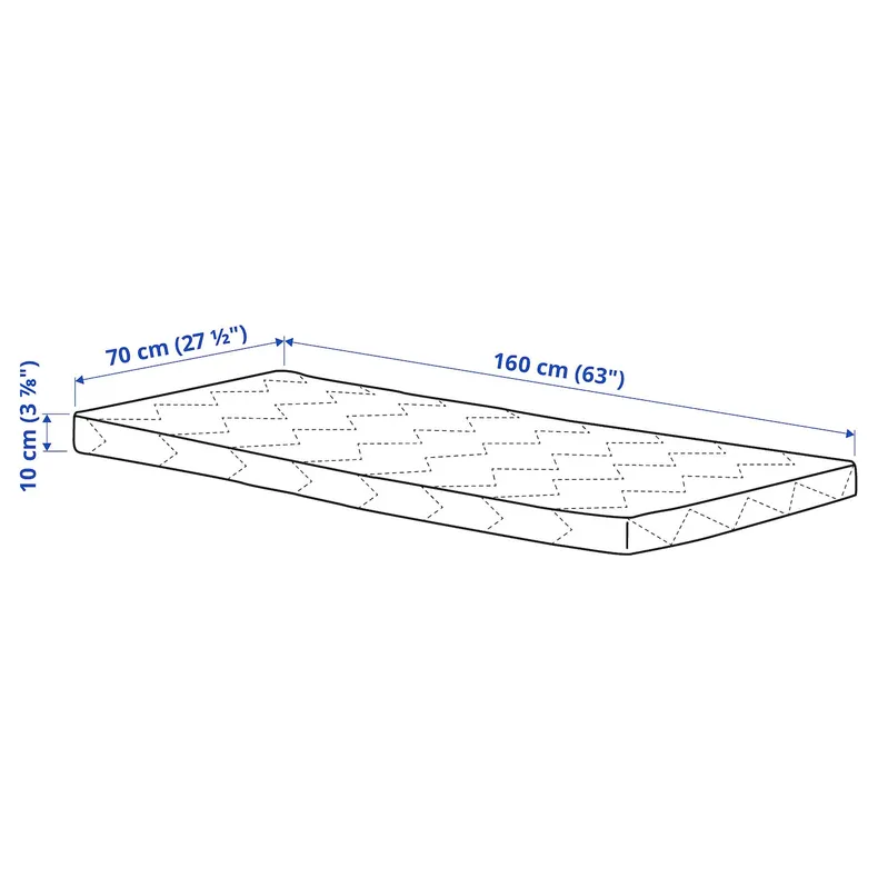 IKEA UNDERLIG УНДЕРЛИГ, матрас для детской кровати, белый, 70x160 см 303.393.92 фото №6