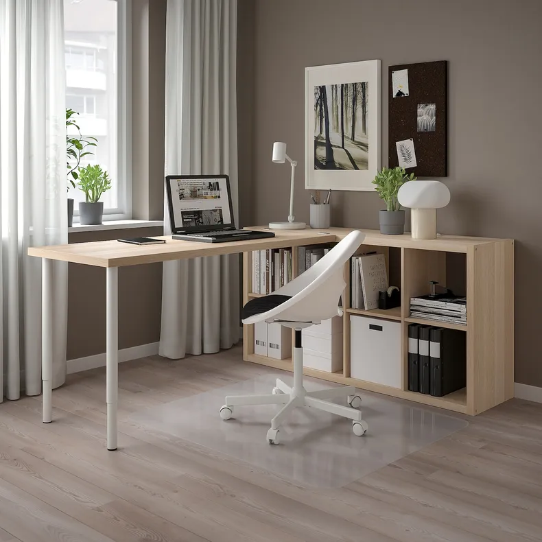 IKEA KALLAX КАЛЛАКС / LAGKAPTEN ЛАГКАПТЕН, стол, комбинация, белый / дуб, окрашенный в белый цвет, 77x179x147 см 494.816.82 фото №3