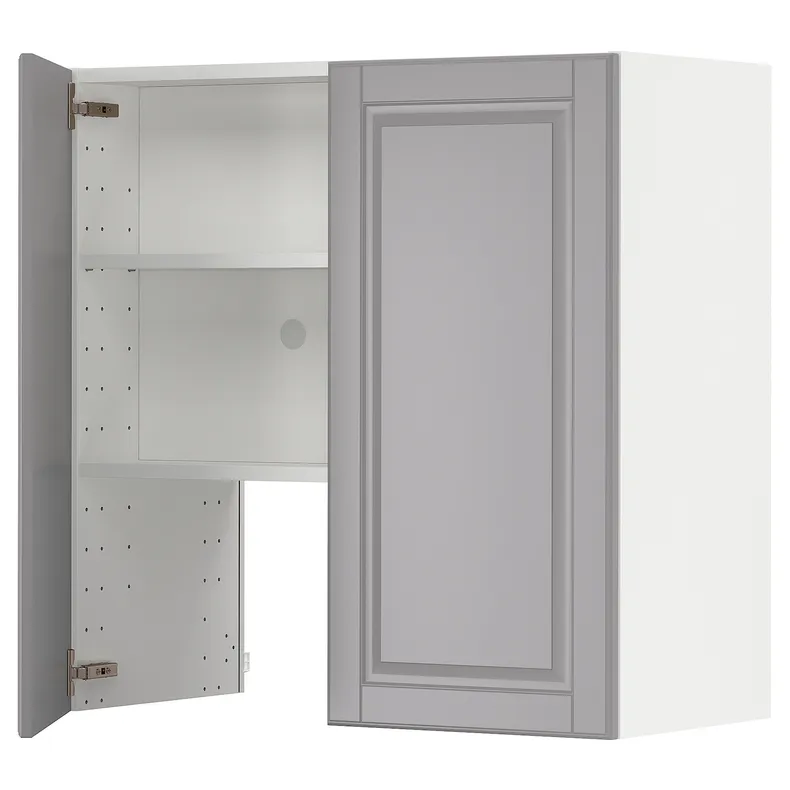 IKEA METOD МЕТОД, навесной шкаф д / вытяжки / полка / дверь, белый / бодбинский серый, 80x80 см 595.043.67 фото №1