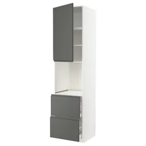 IKEA METOD МЕТОД / MAXIMERA МАКСИМЕРА, высокий шкаф д / духовки+дверь / 2ящика, белый / Воксторп темно-серый, 60x60x240 см 094.661.60 фото