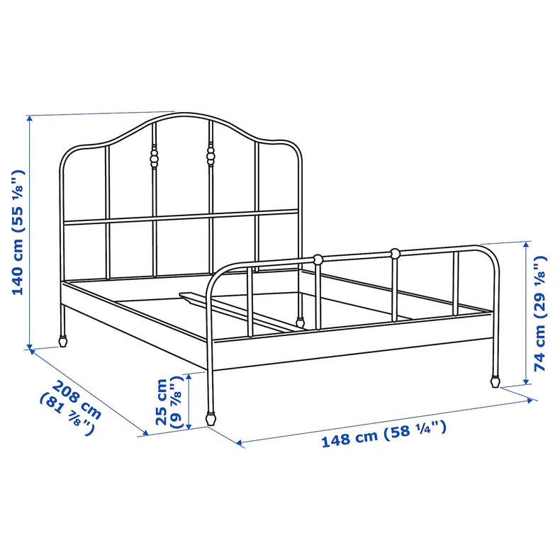 IKEA SAGSTUA САГСТУА, каркас кровати, черный / Лурёй, 140x200 см 492.689.07 фото №10