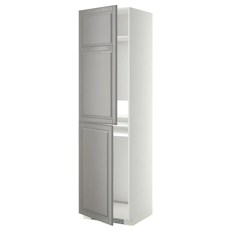 IKEA METOD МЕТОД, высок шкаф д холодильн / мороз, белый / Будбин серый, 60x60x220 см 699.256.59 фото №1