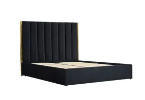 Ліжко двоспальне HALMAR PALAZZO 160x200 см, чорне / золоте фото