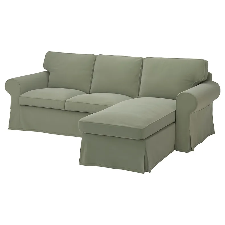 IKEA EKTORP ЕКТОРП, 3-місний диван із кушеткою, ХАКЕБУ сіро-зелений 295.090.31 фото №1
