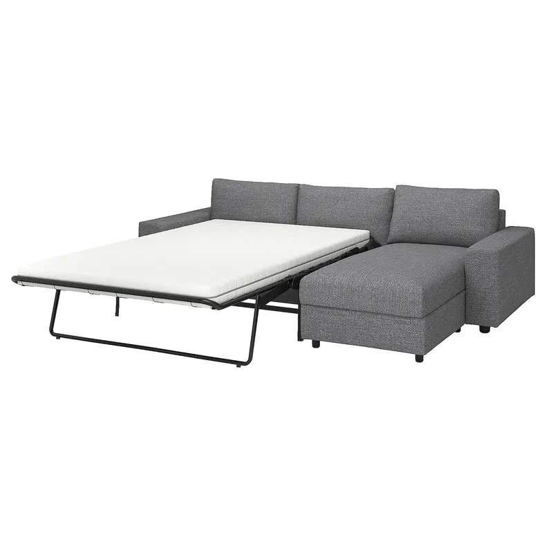 IKEA VIMLE ВІМЛЕ, 3-місний диван із кушеткою, з широкими підлокітниками/Lejde сіро-чорний 895.372.91 фото №1