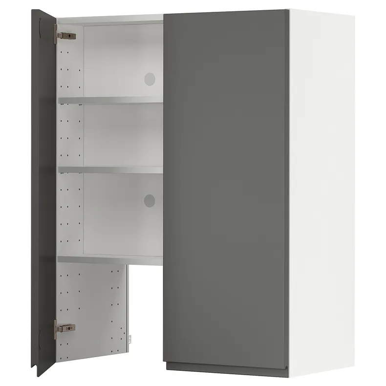 IKEA METOD МЕТОД, навесной шкаф д / вытяжки / полка / дверь, белый / Воксторп темно-серый, 80x100 см 295.042.98 фото №1