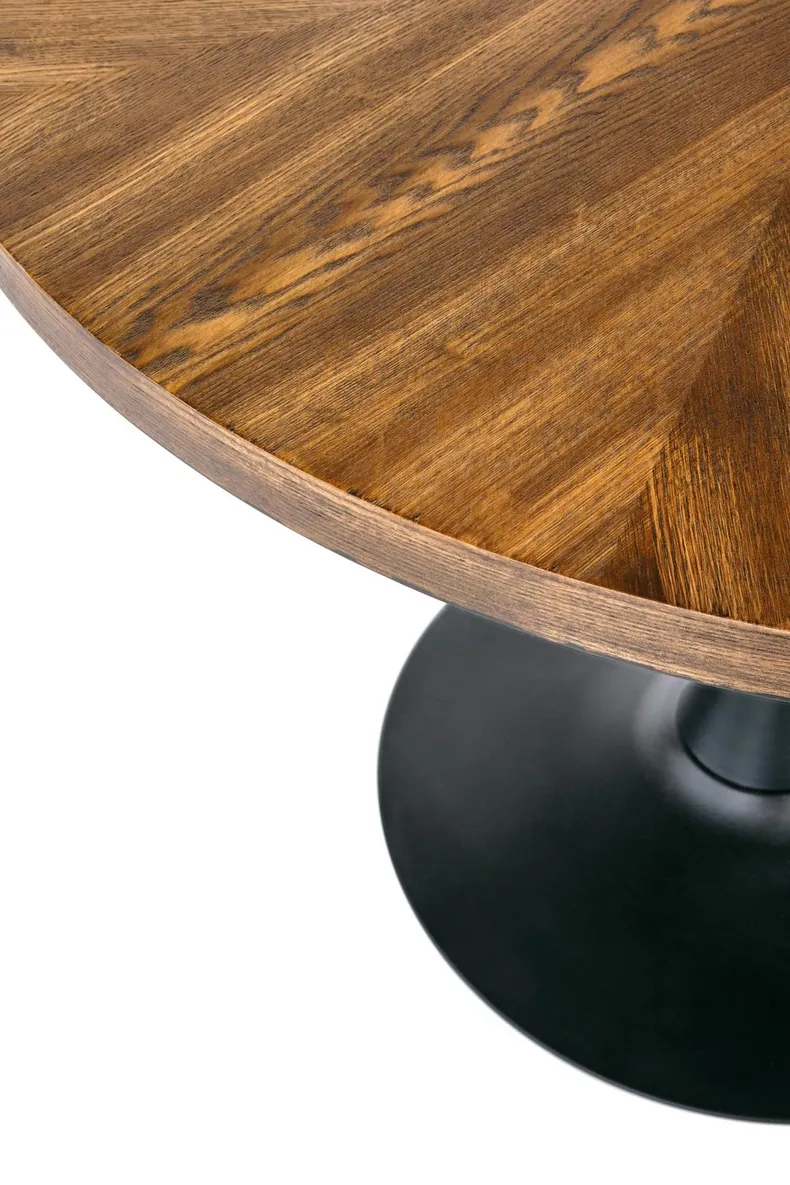 Стол кухонный круглый HALMAR CARMELO 100x100 см, столешница - орех, ножка - черный фото №5