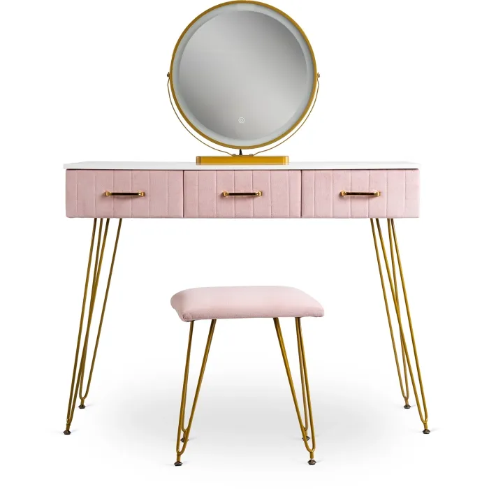 Туалетный столик с креслом MEBEL ELITE SANDY, розовый / золотой фото №6