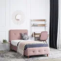 Кровать односпальная бархатная 90x200 MEBEL ELITE MIKEL Velvet, розовый фото thumb №2