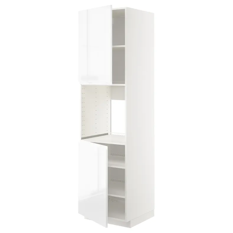 IKEA METOD МЕТОД, висока шафа для дух, 2 дверцят / пол, білий / ВОКСТОРП глянцевий / білий, 60x60x220 см 394.637.54 фото №1