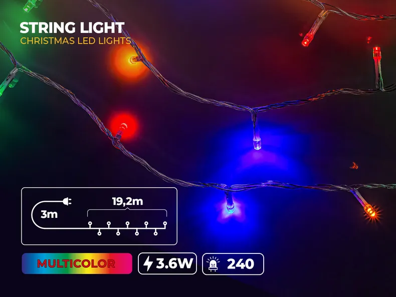 BRW Световая цепь 240 LED 22,2 м многоцветная 096425 фото №4