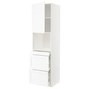 IKEA METOD МЕТОД / MAXIMERA МАКСИМЕРА, высокий шкаф д / СВЧ / дверца / 3ящика, белый Энкёпинг / белая имитация дерева, 60x60x220 см 994.735.90 фото