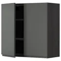 IKEA METOD МЕТОД, навісна шафа з полицями / 2 дверцят, чорний / Voxtorp темно-сірий, 80x80 см 894.628.27 фото thumb №1