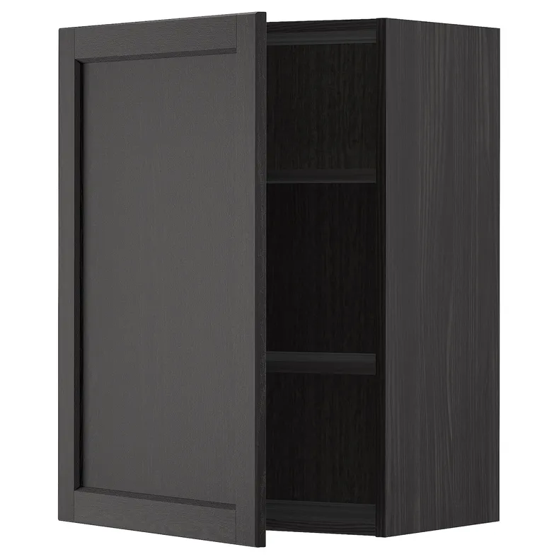 IKEA METOD МЕТОД, навесной шкаф с полками, черный / Лерхиттан с черными пятнами, 60x80 см 994.542.47 фото №1
