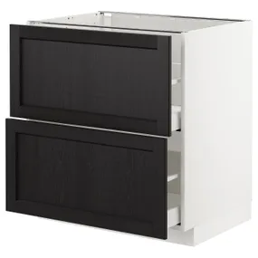 IKEA METOD МЕТОД / MAXIMERA МАКСИМЕРА, напольный шкаф 2фасада / 2выс ящика, белый / Лерхиттан с черными пятнами, 80x60 см 692.575.40 фото