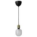 IKEA SKAFTET СКАФТЕТ / MOLNART МОЛНАРТ, подвесной светильник с лампочкой, Латунь / трубка в форме белого / прозрачного стекла 394.945.62 фото thumb №1