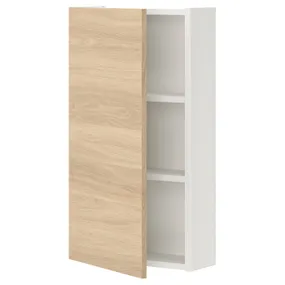 IKEA ENHET ЭНХЕТ, навесной шкаф с 2 полками/дверцей, белый/имит. дуб, 40x17x75 см 493.227.25 фото