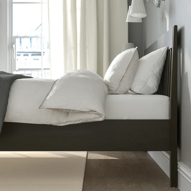 IKEA IDANÄS ІДАНЕС, каркас ліжка, темно-коричневий / Лейрсунд, 160x200 см 393.922.00 фото №11