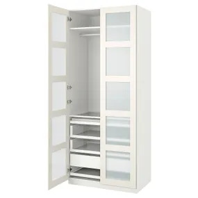 IKEA PAX ПАКС / BERGSBO БЕРГСБУ, гардероб, комбінація, біле/матове скло біле, 100x60x236 см 993.291.40 фото