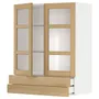 IKEA METOD МЕТОД / MAXIMERA МАКСИМЕРА, навесной шкаф / 2 стекл двери / 2 ящика, белый / дуб форсбака, 80x100 см 395.094.03 фото