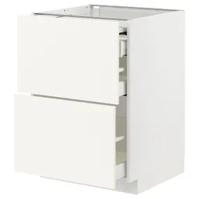 IKEA METOD МЕТОД / MAXIMERA МАКСИМЕРА, напольный шкаф с выдвиж панелью / 3ящ, белый / Вальстена белый, 60x60 см 395.072.15 фото
