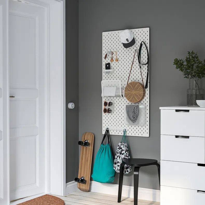 IKEA SKÅDIS СКОДІС, настінна перфорована дошка, білий, 56x56 см 003.208.03 фото №5