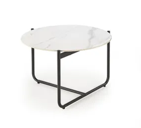 Журнальний стіл круглий HALMAR ACUNA 60 см, білий мармур фото