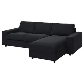 IKEA VIMLE ВИМЛЕ, 3-местный диван с козеткой, с широкими подлокотниками Saxemara / черно-синий 694.014.58 фото
