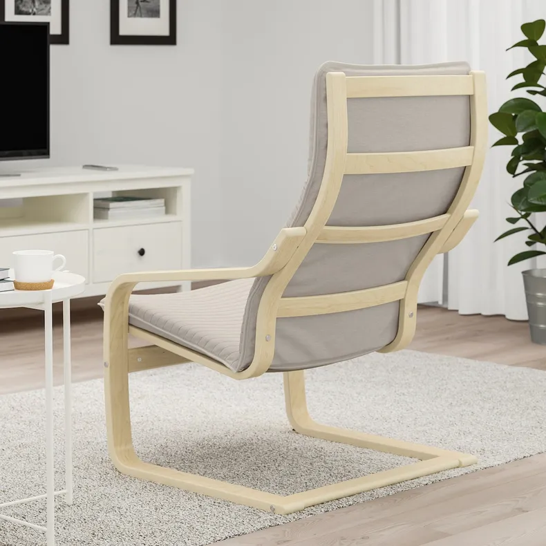 IKEA POÄNG ПОЕНГ, крісло, березовий шпон / КНІСА світло-бежевий 392.407.87 фото №3