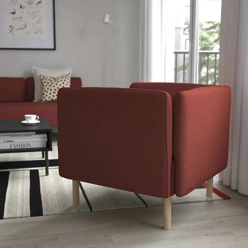 IKEA LILLEHEM ЛІЛЛЕХЕМ, крісло, ГУННАРЕД/коричнево-червоний деревина 494.702.97 фото №3