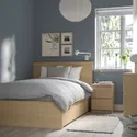 IKEA MALM МАЛЬМ, каркас ліжка, високий, 2 коробки для зберігання, шпон з мореного дуба білого кольору, 120x200 см фото thumb №2