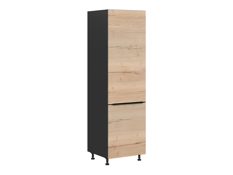 BRW высокий кухонный шкаф Sole L6 60 см левый с ящиками дуб галифакс натуральный, Черный/дуб галифакс натур FM_D4STW_60/207_L/L-CA/DHN фото №2