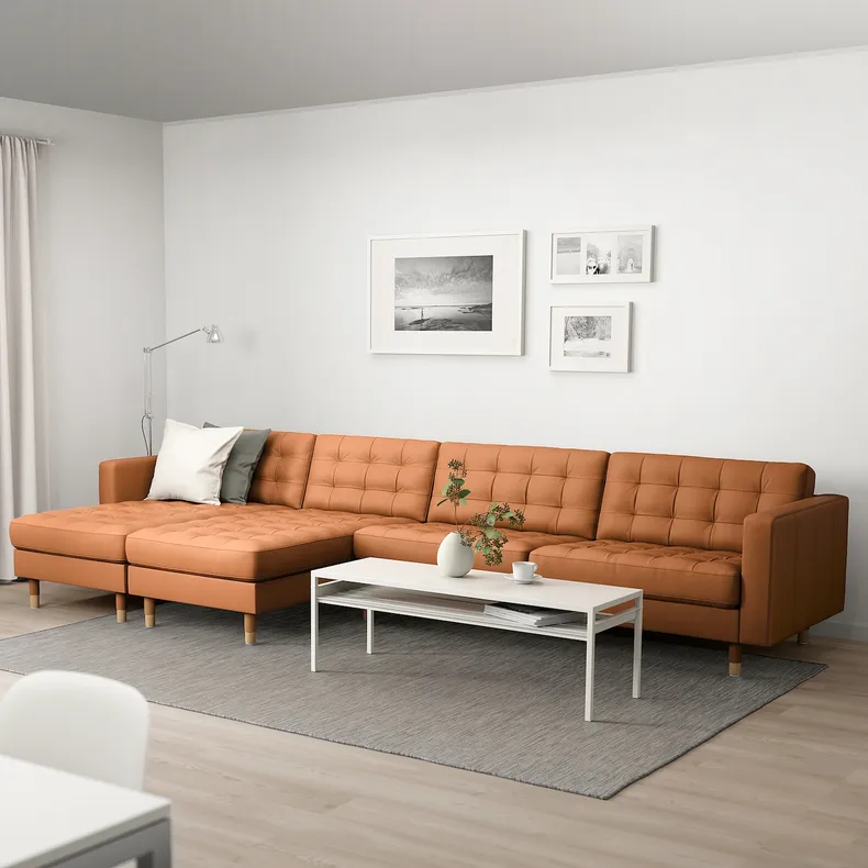 IKEA LANDSKRONA ЛАНДСКРУНА, 5-местный диван, с шезлонгом / Гранн / Бомстад золотисто-коричневый / дерево 292.691.54 фото №2