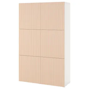 IKEA BESTÅ БЕСТО, комбинация для хранения с дверцами, белый / Бьёркёвикен окл берёза, 120x42x193 см 194.216.75 фото