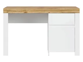 Письмовий стіл BRW Holten, 130х56 см, білий/дуб вотан/глянець білий BIU1D1S-BI/DWO/BIP фото