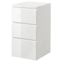 IKEA MALM МАЛЬМ, комод с 3 ящиками, белый глянец, 40x78 см 904.240.52 фото thumb №1